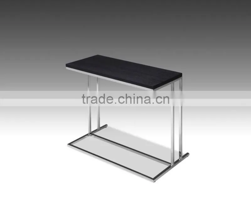Modern Fashion Simple Style Stainless Steel Metal Console Table Wood Top Designs