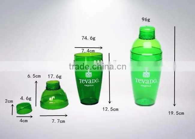 PS 400ml Clear cocktail shaker ,14 oz cocktail shaker