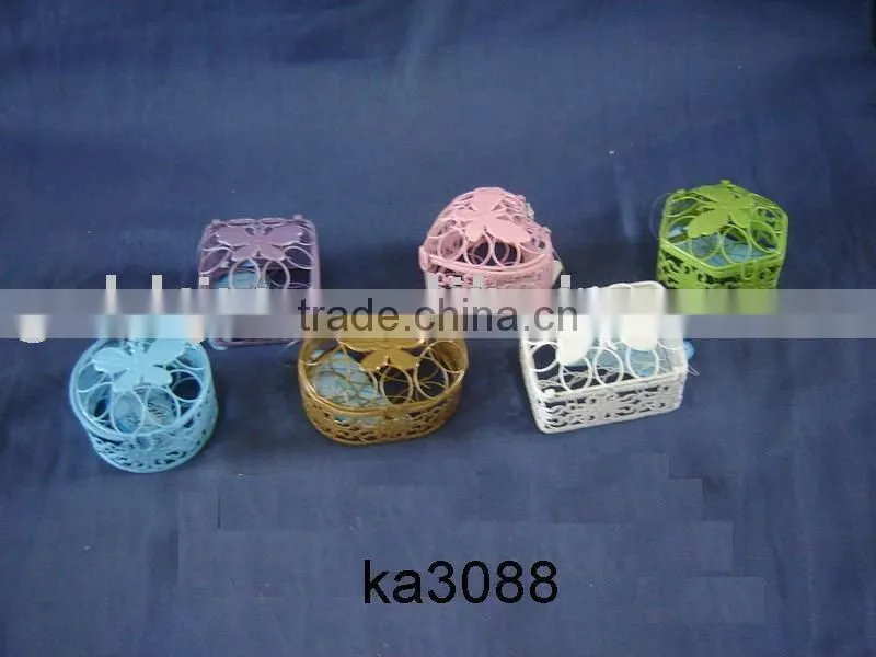 White/Yellow/Green/Pink/Purple iron wire package mini gift box