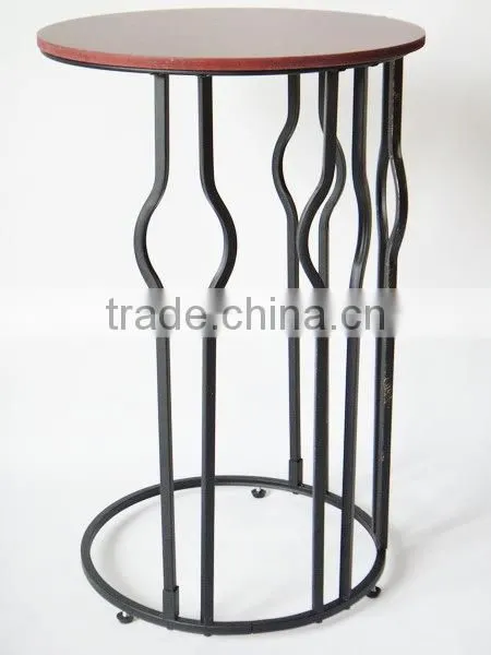 RH-4735 Gramercy Metal sofa side table wood top round table