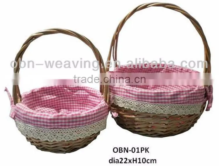 Hand woven set 3 fancy small empty wicker basket for gift