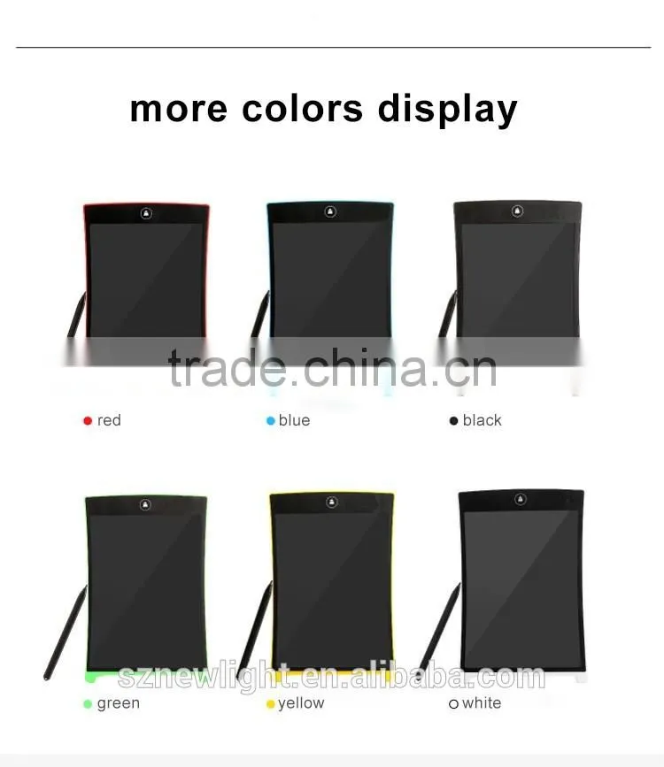 Kids erasable magnetic drawing board with black stylus pen , lcd writing tablets,color drawing tablet