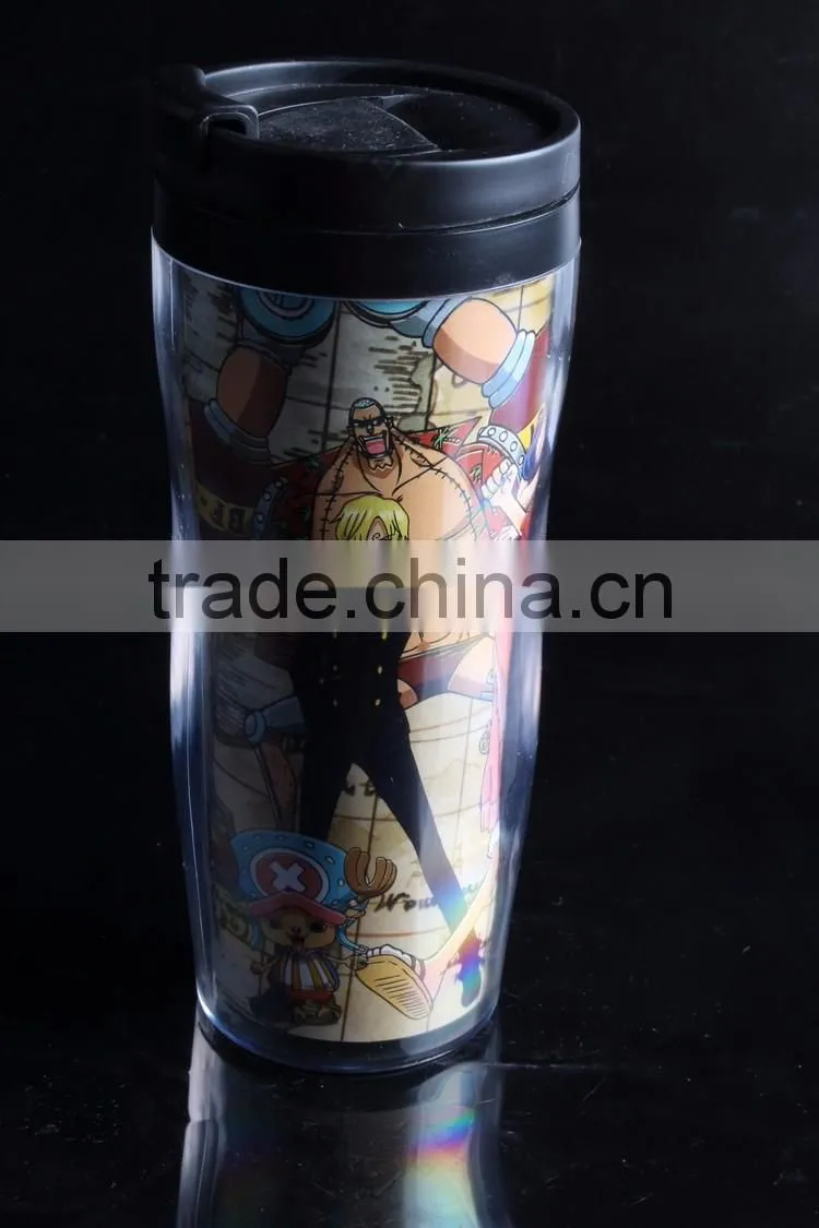 12oz double wall coffee plastic travel mug with leak proof lid
