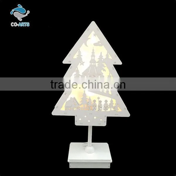 Cheap white tree shaped christmas decorations wooden lighting