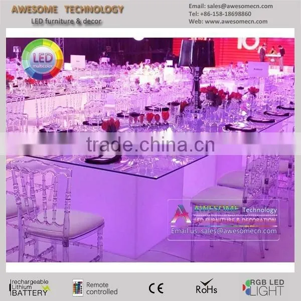 LED Flashing Dining Table Colour Changing Tempered Glass Table Lighted Square Dining Tables