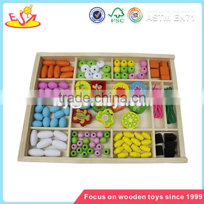 Wholesale diy creative wooden beads box toy high quality kids wooden beads box toy W11E012