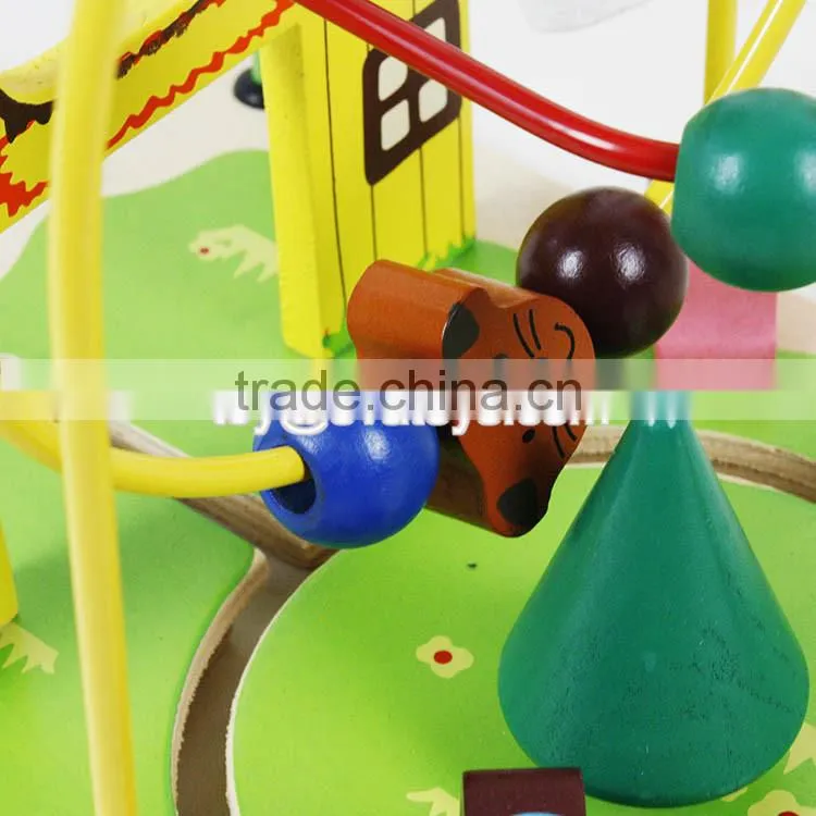new design bead maze wooden kids roller coaster toy for education W11B141-S