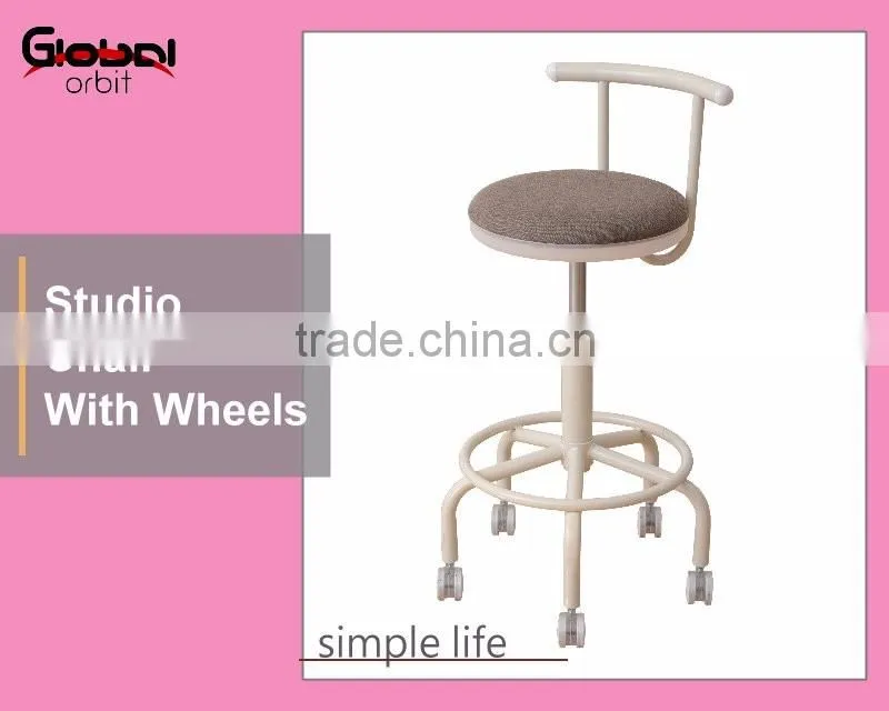 Adjustable Height Movable Studio Footrest Kitchen Swivel Bar Chair With Wheel