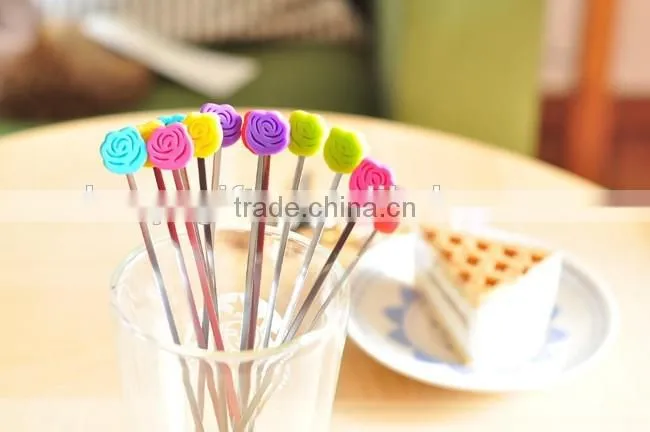 High Quality 2 Pieces Per Set Stainless Steel With Silicone Coffee Stirrer