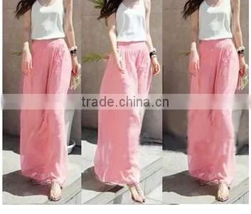 western stylish women's loose chiffon wide leg pants Long trousers