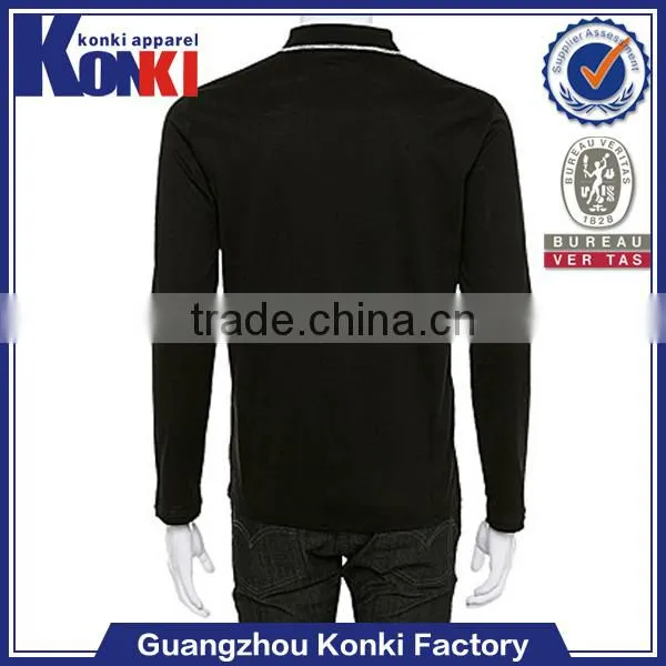 black customized cotton men long sleeve polo t shirt make in china