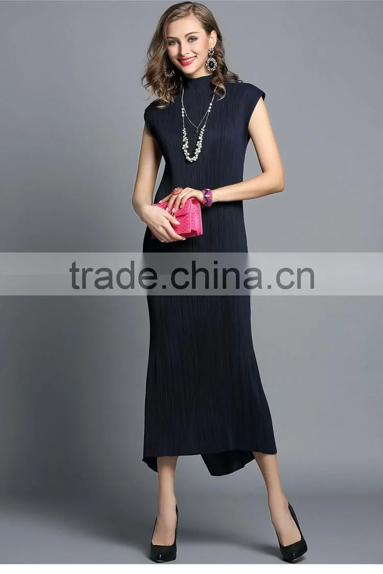 Maxi sleeveless plicated fishtail women vest dress