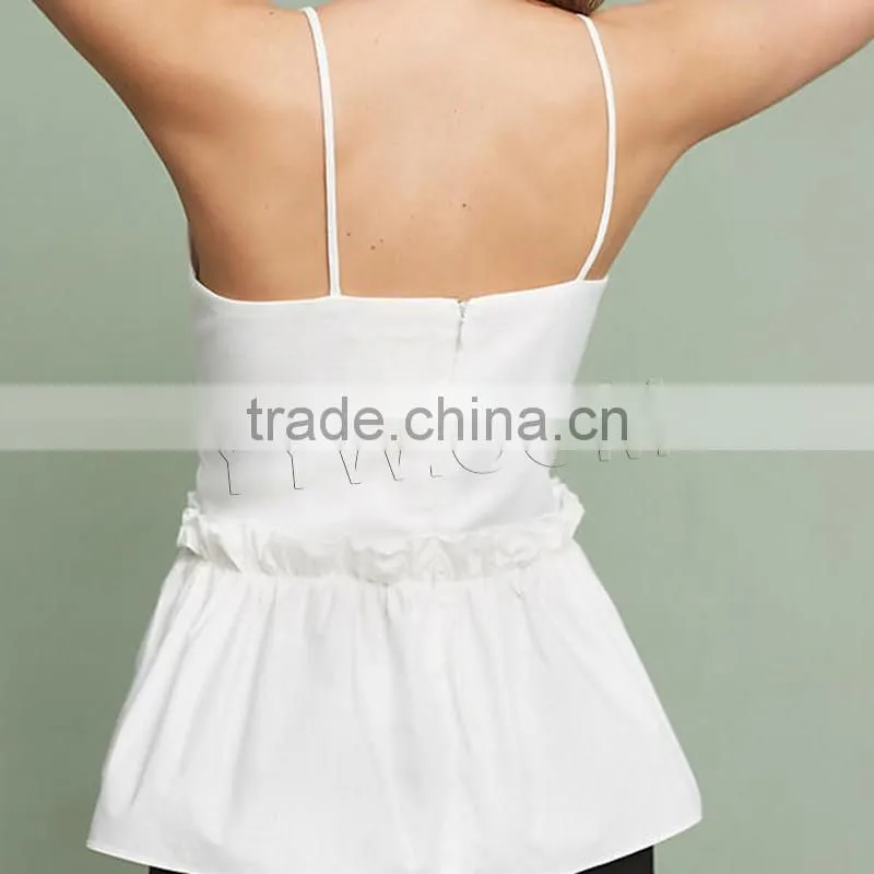 Polyester Camisole backless ruffles Solid white Size:XXL Sold By PC
