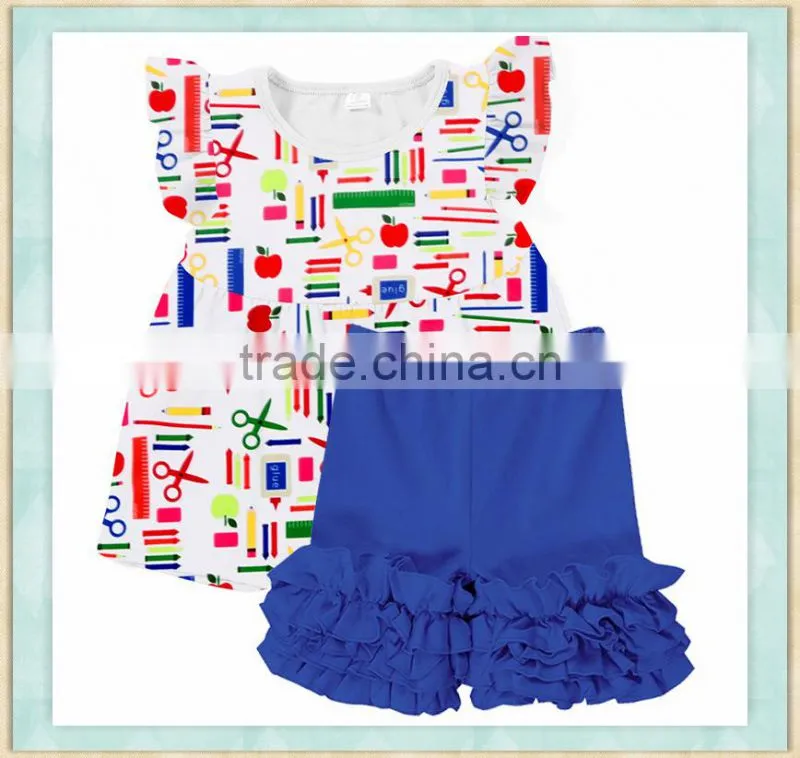 2017Wholesale children's boutique clothing back to school the little girl's summer skirt suit