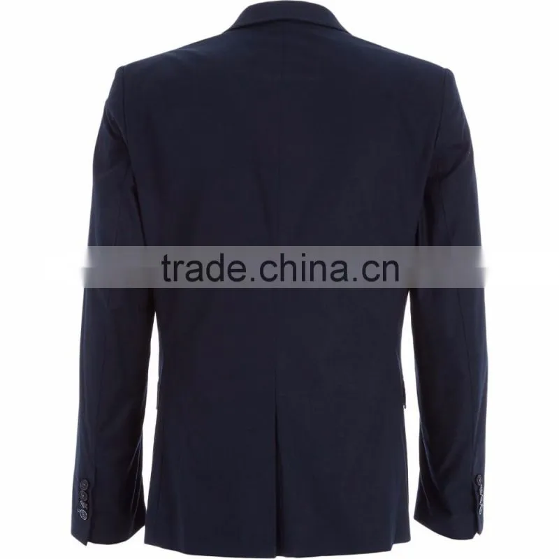 Plain Style Premium Cotton Midnight Blue Three-Piece Suit for Male