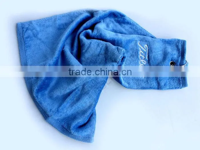 100% cotton tri-fold customized embroidered logo golf towels