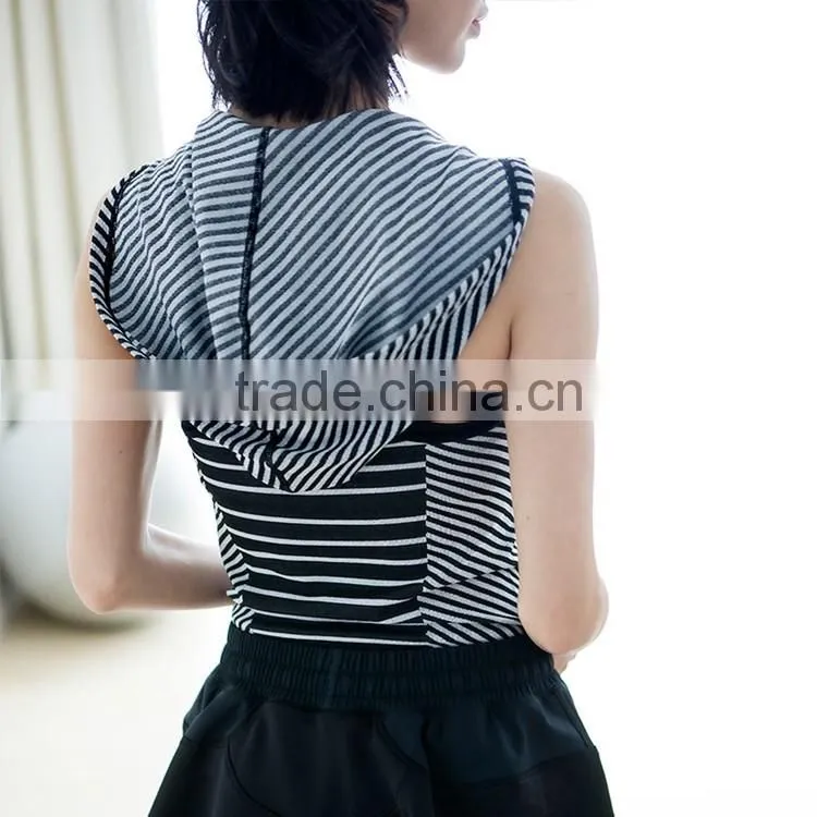 Wholesale sleeveless sports vest with hat summer workout wear ribbed tank top