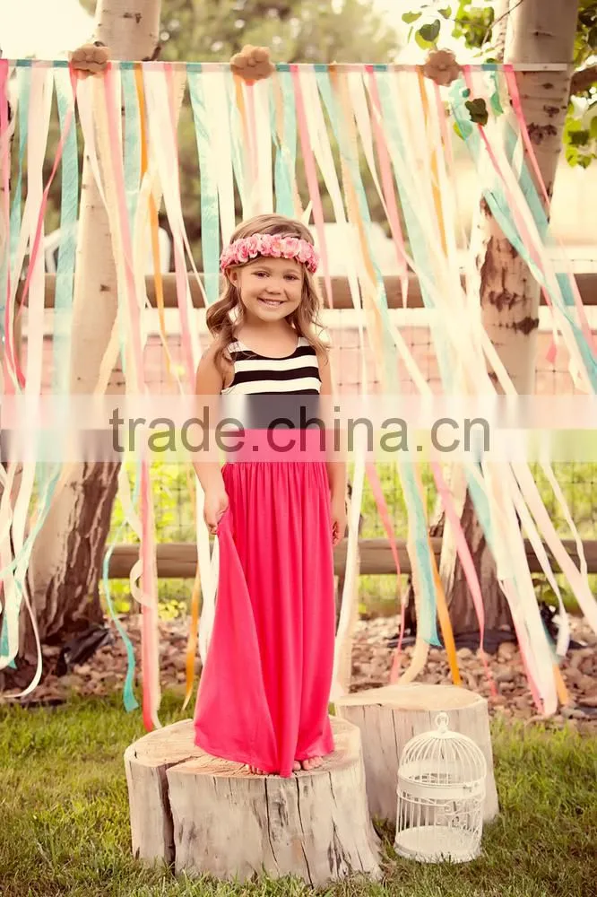 Wholesale China Factory Rose White Black Strip Mommy Me Long Dress