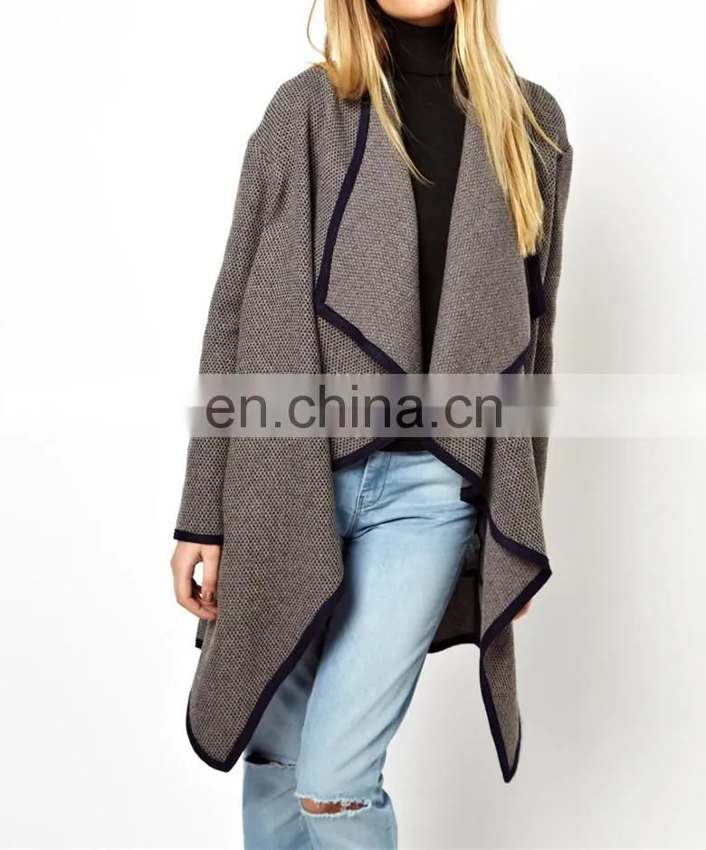 High Fashion autumn winter ladies droopy big fly leisure coat blazers long jacket