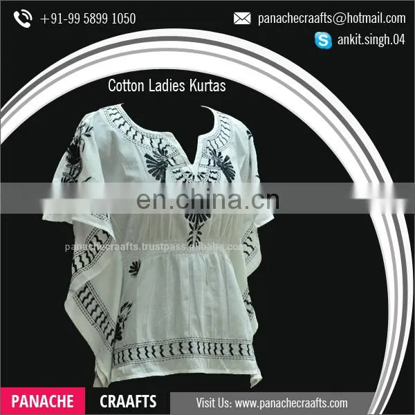Hot Selling Embroidered Designer Cotton Ladies Kurtis