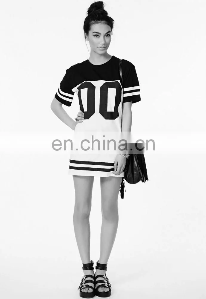 Factory Wholesale OEM Service Monochrome Baseball Loose Long T-Shirt Dress