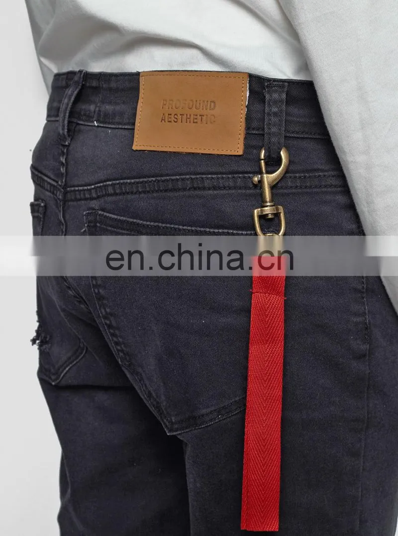 DiZNEW OEM custom USA 98%cotton skinny blue ripped jeans men