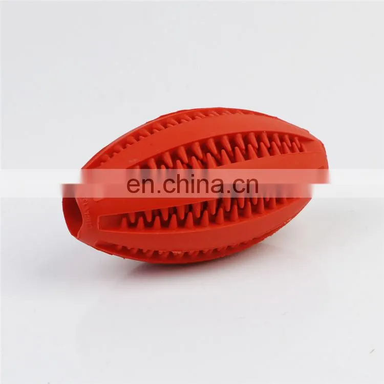Non-Toxic soft tooth cleaning and IQ training rubber dog toys pet rugby ball