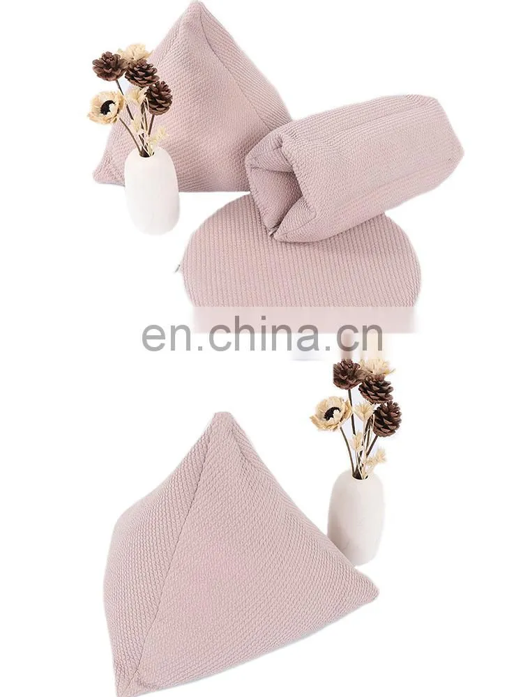 High quality plain light casual portable cheap small pink pillows multi functional foldable folding triangular pillow for home