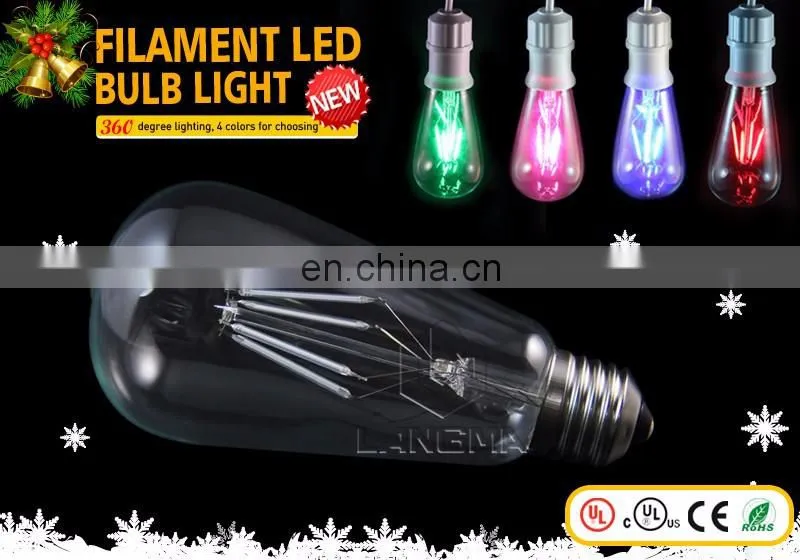 RGB dimmable remote Color Changing Lamp Bulb 220V RGB ST64 ST21led filament color smart bulb
