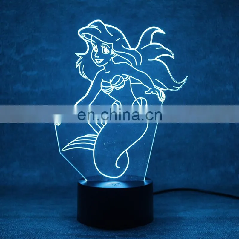 RGB touch black base 3d illusion bedroom usb art night light led desk table lamp