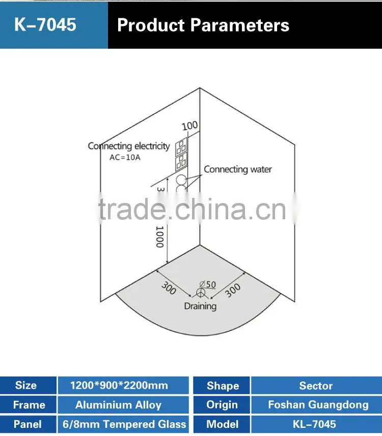 China Supplier Luxury Acrylic Freestanding Bathroom cheap Steam Shower Cabin K-7045