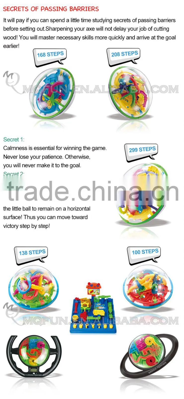 Mini Qute 30 barriers 3D labyrinth maze magical intellect ball kids balance training educational toy 3d puzzle game NO.955