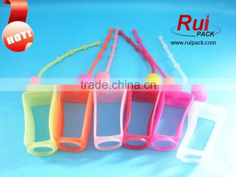 29/30ml cute hand sanitizer silicone holder with glitter / shimmering powder