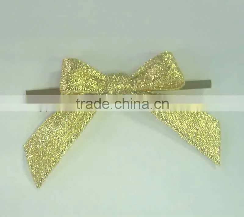 China supplier polyester pre tie/satin ribbon bow with wire twist