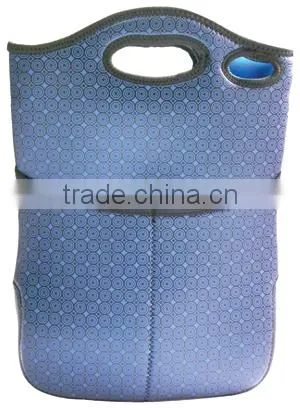 2014 New designed,Hot Selling Neoprene Lunch Bag with side Bottle Holder