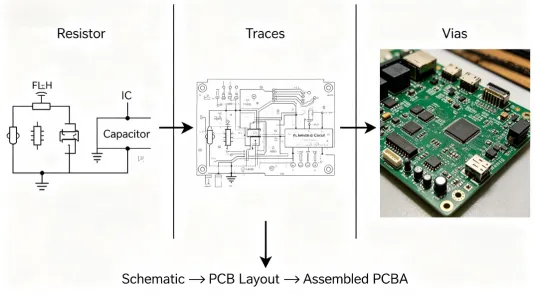 Schematic → PCB Layout → Assembled PCBA.png