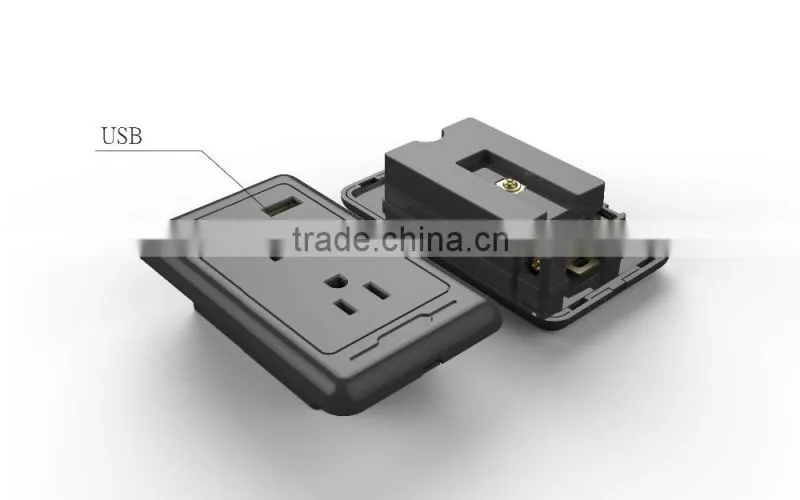 FCC Listed over voltage/current protection IC 3 pin double socket/US power socket/3 pin America female socket