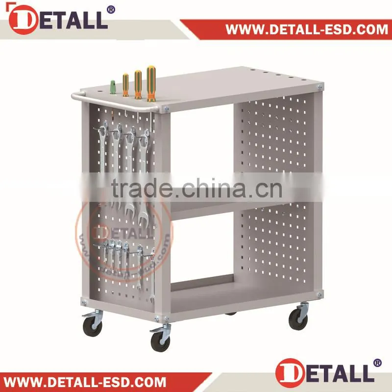 Multifunctional ESD modular trolley with shelf and perforated tool panels