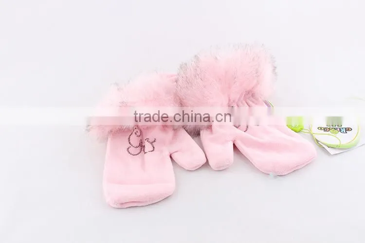 2015 Kids Winter Keep Warm Gloves Girl Pretty Halt Top Lint Gloves IN Different Colors