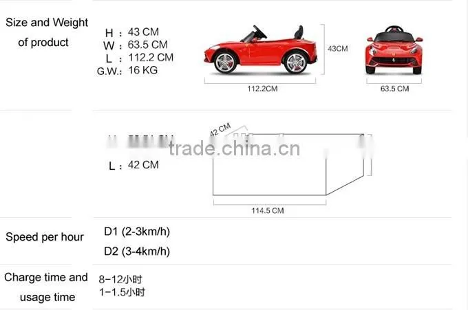 Battery opreated PP plastic type Ferrari F12 Licensed Ride on car for kids