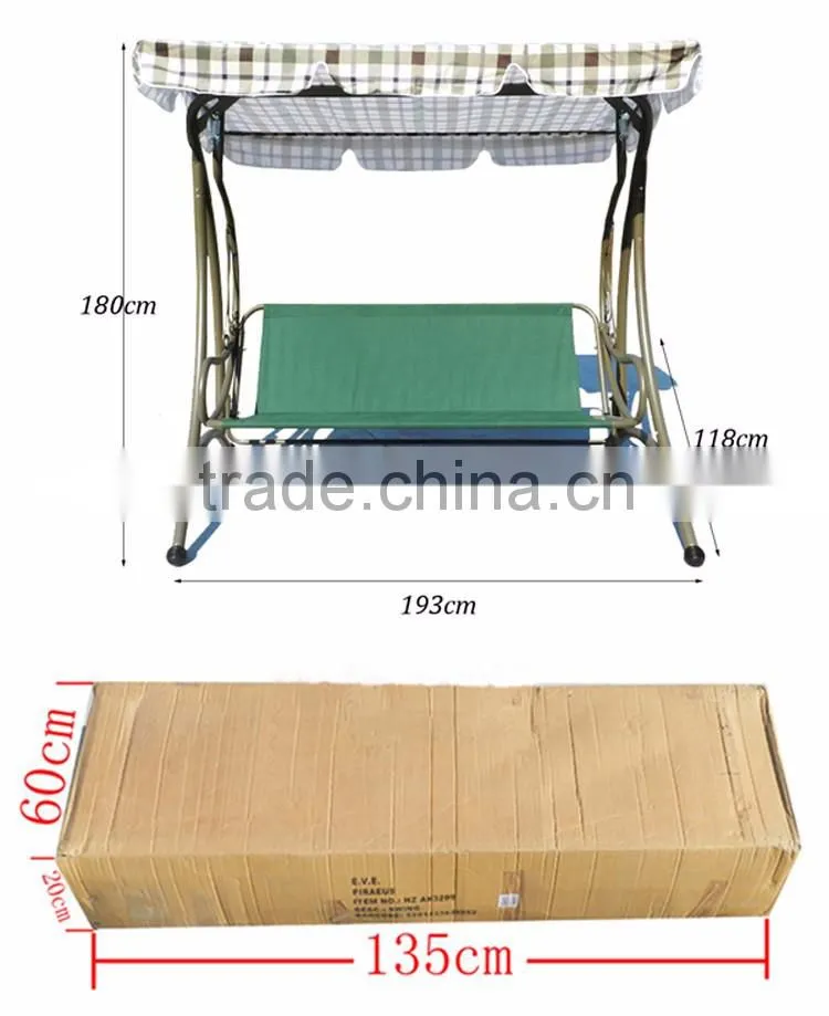 Hot sale Country Style Fresh Plaid Stripes Outdoor Patio Swing Chair Garden Iron Swing