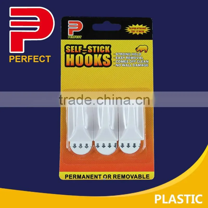 White adhesive removable hooks