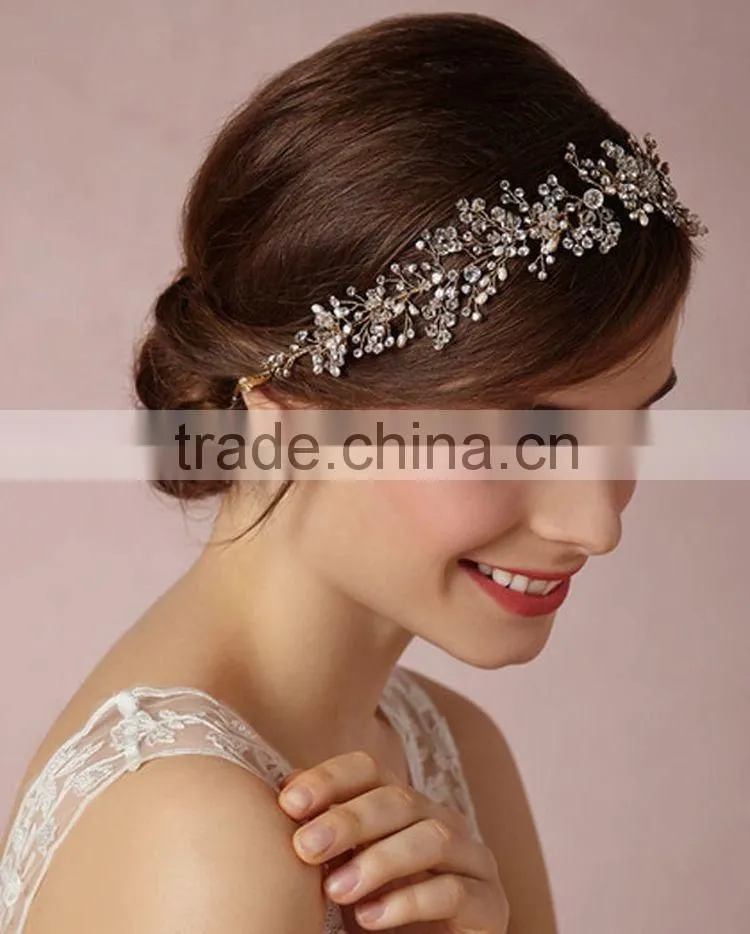 Luxury Handmade Rhinestone Pearl Hair Band New Brand Bridal Hair Accessories