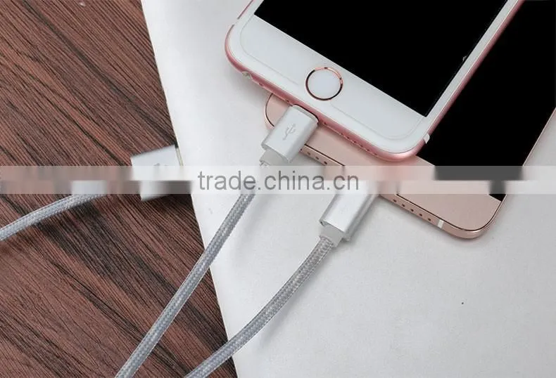 USAMS SJ046 1.2M Nylon braided 2in1 cable for iphone 6/6s/6s plus 2.1A USB Metal Weave Charging Data cable for type-c device