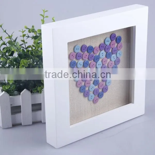 Square MDF Photo Frame With The Fabric & Plastic Buttons insert