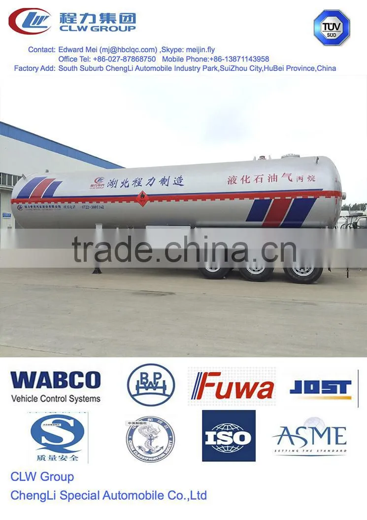 LPG tank trailer 40000 liters, 40000 liters ASME LPG gas truck trailer, ASME LPG Truck trailer
