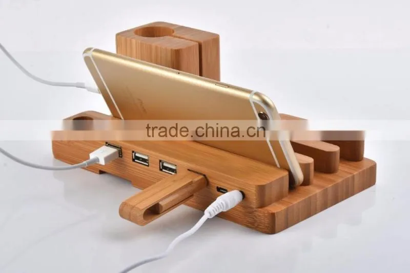 2016 Luxury bamboo material stand holder for apple watch iphone