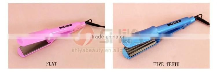 Hot selling led display titanium yellow hair straightener ultrssonic private label flat iron power cord