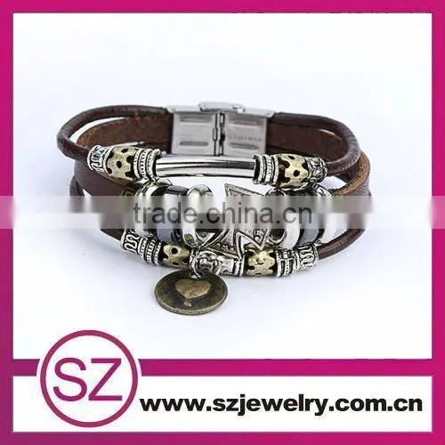 2013 wholesale hot sell Jewelry Clasp Leather Jewelry Bracelet Vners