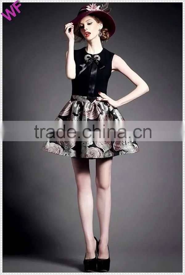 2015 New Floral Printing tutu A line latest dress designs